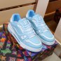 Luxury Virgil Trainer Sneakers Shoes #54 Signature White Blue Monogram
