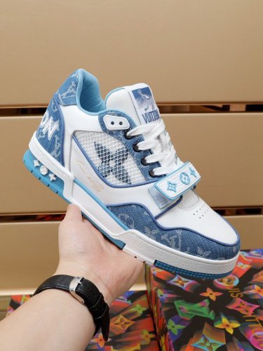 Luxury Virgil Trainer Sneakers Shoes Signature Blue White Monogram