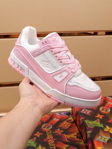 Luxury Virgil Trainer Sneakers Shoes Signature Pink Chalk Monogram
