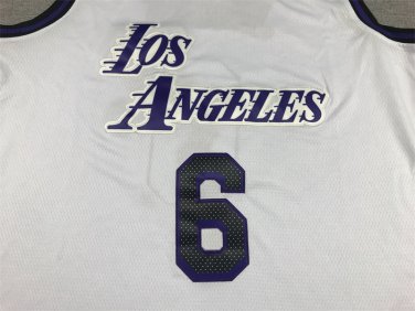 23 Lakers 6 City Edition White  Jersey