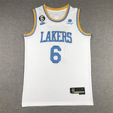 23 Lakers 6 Classic White  Jersey