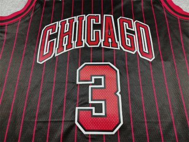 26 Bulls 3 Announced Edition Black Stripes  Jersey