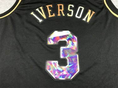 76ers 3 Diamond Edition Black Gold  Jersey