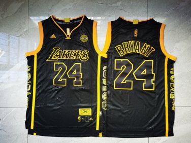 Adidas Lakers 24 Retired Edition Black with Sponsorship Logo  Jersey