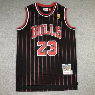 Bull 23 Retro Black and Red  Jersey