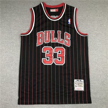 Bull 33 Retro Black and Red  Jersey