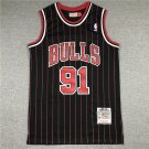 Bull 91 Retro Black and Red  Jersey
