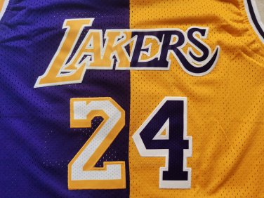 Lakers 24 purple yellow color blocked  Jersey