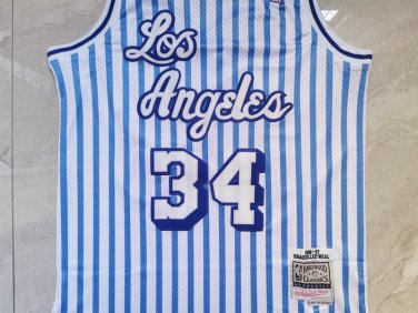 Lakers 34 white and blue stripes  Jersey