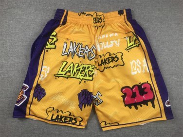 Pocket Lakers Graffiti Yellow Pants  Jersey