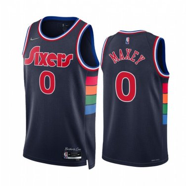 #0 Tyrese Maxey Philadelphia 76ers 75th Diamond Anniversary City Edition Navy