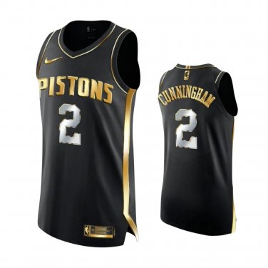 #2 Cade Cunningham Detroit Piston Black Golden Edition