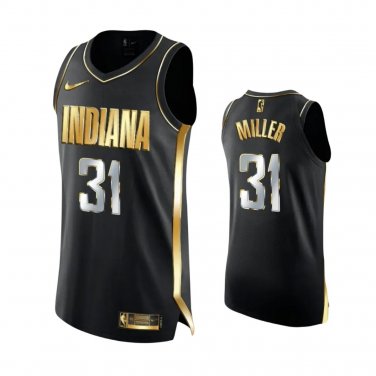 #31 Reggie Miller Indiana Pacers Black Golden Edition