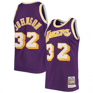 #32 Magic Johnson Los Angeles Lakers Throwback Edition Purple