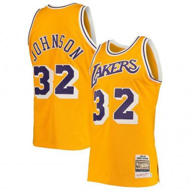 #32 Magic Johnson Los Angeles Lakers Throwback Edition Yellow