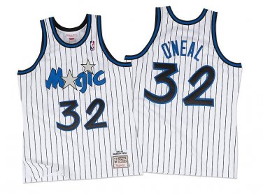 #32 Shaquille O'Neal Orlando Magic Throwback White Pinstripe