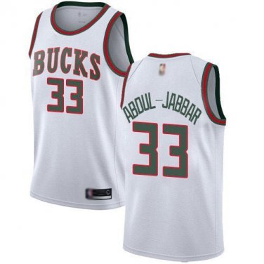 #33 Kareem Abdul Jabbar Milwaukee Bucks White