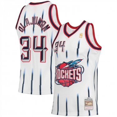 #34 Hakeem Olajuwon Houston Rockets Throwback White