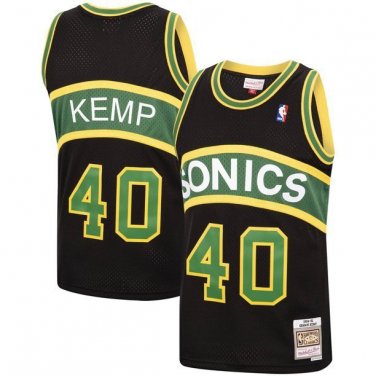 #40 Shawn Kemp Seattle Supersonics Sonics Throwback Edition Black