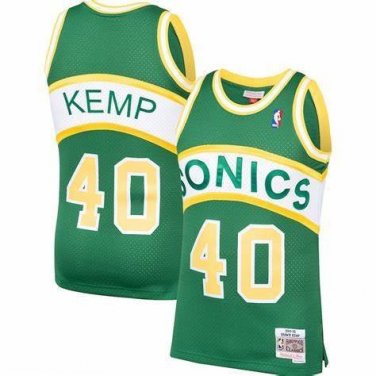 #40 Shawn Kemp Seattle Supersonics Sonics Throwback Edition Green