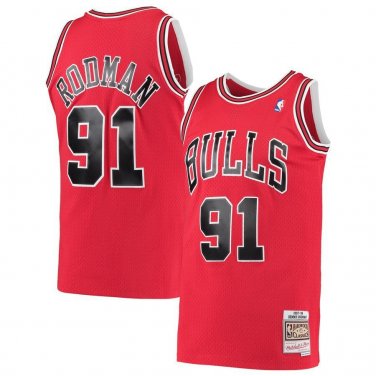 #91 Dennis Rodman Chicago Bulls Throwback Edition Red