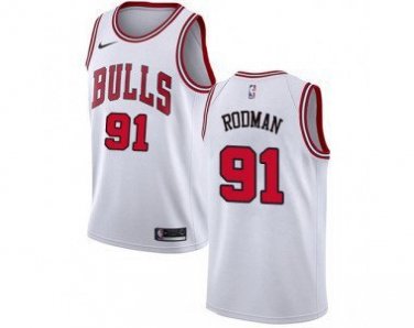 #91 Dennis Rodman Chicago Bulls White