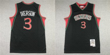 76ers Allen Iverson Black  Lattice Checked Plaid