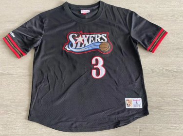 76ers Allen Iverson MITCHELL & NESS Basketball Short Sleeve Black