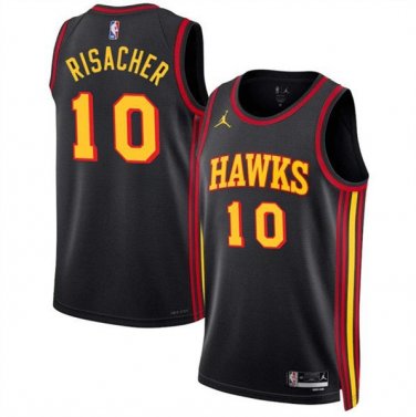 Atlanta Hawks Zaccharie Risacher Black 2024 Draft Statement Edition Stitched