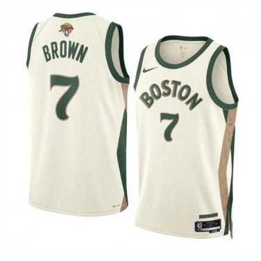 Boston Celtics Jaylen Brown Cream 2024 Finals City Edition Stitched Basketball