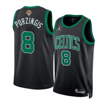 Boston Celtics Kristaps Porzingis Black 2024 Finals Statement Edition Stitched