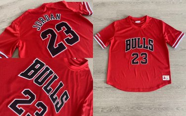 Bulls Michael Jordan Retro Basketball Stitched Short sleeve Red