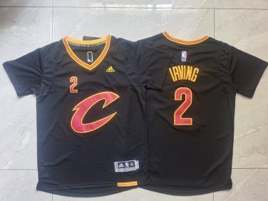 Cavaliers Kyrie Irving Retro Basketball Stitched Short sleeve Black