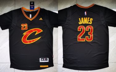 Cavaliers LeBron James Retro Basketball Stitched Short sleeve Black