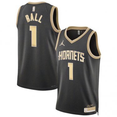 Charlotte Hornets LaMelo Ball 2024 Stitched Basketball  Black Gold