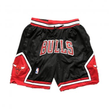 Chicago Bulls Black Stitched Basketball Zipper Pockets Shorts