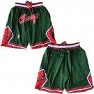 Chicago Bulls Green Embroidered Basketball Zipper Pockets Shorts