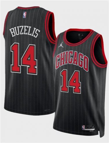 Chicago Bulls Matas Buzelis Black 2024 Draft Statement Edition Stitched