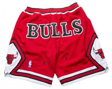 Chicago Bulls Red Zipper Pockets Shorts