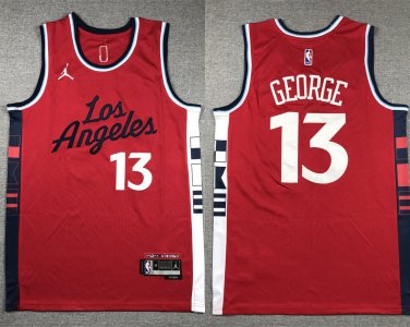 Clippers Paul George Red Basketball  Stitched