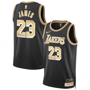 Men 2024 LA Lakers #23 LeBron James Stitched Basketball  Black Gold