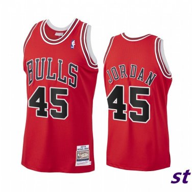 Men Chicago Bulls #45 Michael Jordan Red Hardwood Classics