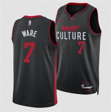 Miami Heat Kel'el Were Black 2024 Draft City Edition Stitched Basketball