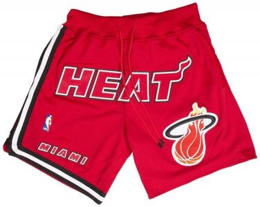 Miami Heat Stitched Red Basketball Zipper Pockets Shorts