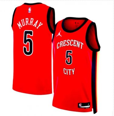 New Orleans Pelicans Dejounte Murray Red 2024 Draft Statement Edition Stitched