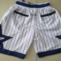 Orlando Magic Stitched Basketball Striped Zipper Pockets Shorts White Pinstripe