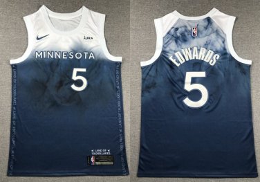 Timberwolves Anthony Edwards City Stitched  Navy Blue 2024