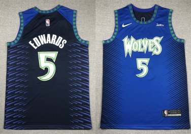 Timberwolves Anthony Edwards City Stitched Basketball  Blue