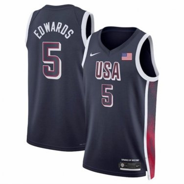 USA Basketball Anthony Edwards Navy 2024 Swingman Stitched