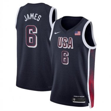 USA Basketball LeBron James Navy 2024 Swingman Stitched